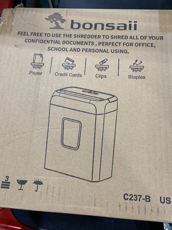Photo 1 of Bonsaii Paper Shredder for Home Use, 3.4 Gal Wastebasket, 6 Sheet Crosscut Paper Credit Cards, Staples, and Clips Shredder for Home Office Use, Portable Handle Design (C237-B New Version)