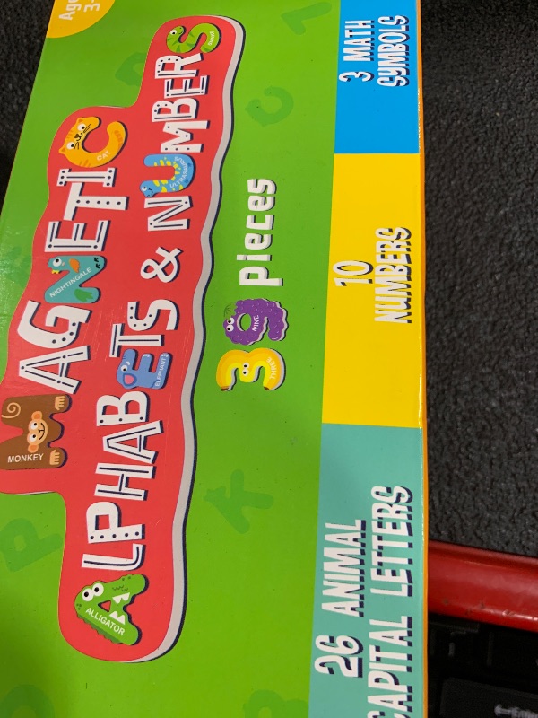 Photo 1 of Magnetic Uppercase Letters and Numbers, Educational Learning Tool for Kids Word Recognition 39 Pieces Magnets Include 26 Colorful Alphabet Letters, 10 Numbers and 3 Symbols,Toddlers 3 4 5 Years Old