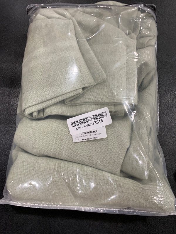 Photo 1 of PrinceDeco 100% Blackout Linen Curtains 63 Inches Long 2 Panels Thermal Insulated Burlap Curtain with White Liner Grommet Room Darkening Textured Curtains for Bedroom Living Room (52x63 inch,Sage)