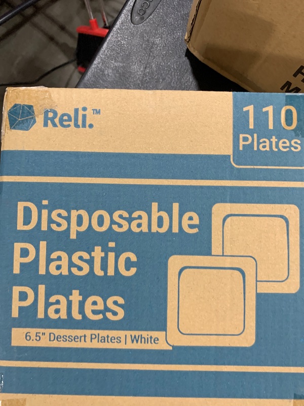 Photo 1 of Reli. 110 Pcs Square Plastic Plates Disposable | 6.5" White Disposable Dessert Plates for Party | Hard Plastic | Fancy for Party, Wedding, Small Appetizer, Salads, Dessert