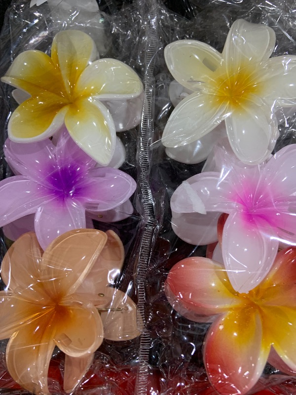 Photo 1 of HAPTIME 10 Pack Flower Claw Clips for Women, Preppy Flower Hair Clips, Plumeria Hair Clip, Hawaiian Flower Hair Clips, Flower Clips for Hair, Gifts for Women Teen Girls