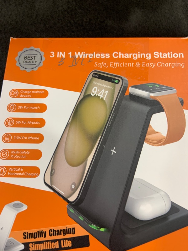 Photo 1 of Wireless Charging Station for Apple - 3 in 1 Wireless Charger Stand Dock Watch and Phone Charger Station for Apple Watch 8/7/SE/6/5/4/3/2, iPhone 16 15-12 Pro Max SE XS X, Samsung, AirPods Pro/3/2