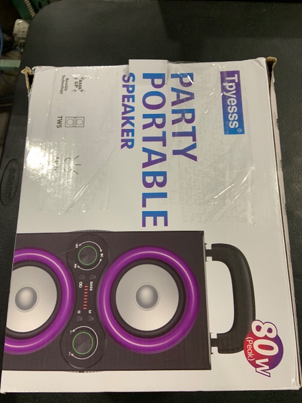 Photo 1 of TPyesss Bluetooth Speakers, 80W(Peak) Wireless TWS Portable Bluetooth Speaker, Beat-Driven Lights, 100dB Loud Stereo Speaker with Bass Up, Speakers with Subwoofer for Outdoor, Party, Camping