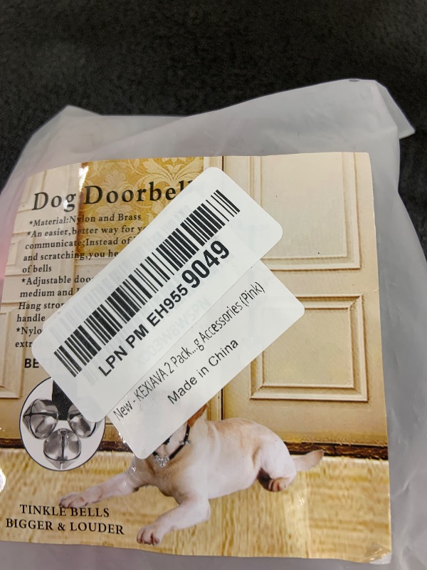 Photo 1 of KEXIAVA 2 Pack Dog Door Bells Dog Doorbell to go Outside Puppy Train Bell for Dogs to Ring to go Potty Puppy Toilet Training Bell Jingle Bells for Door Knob Girl Puppy Essentials Accessories (Pink)