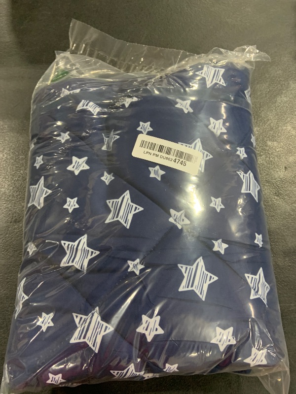 Photo 1 of Baby Blanket for Boys and Girls, Soft Cozy Toddler Comforter Quilted with Navy Star Print, Ultra Soft and Comfortable Down Alternative Crib Comforter, 39x47 Inches