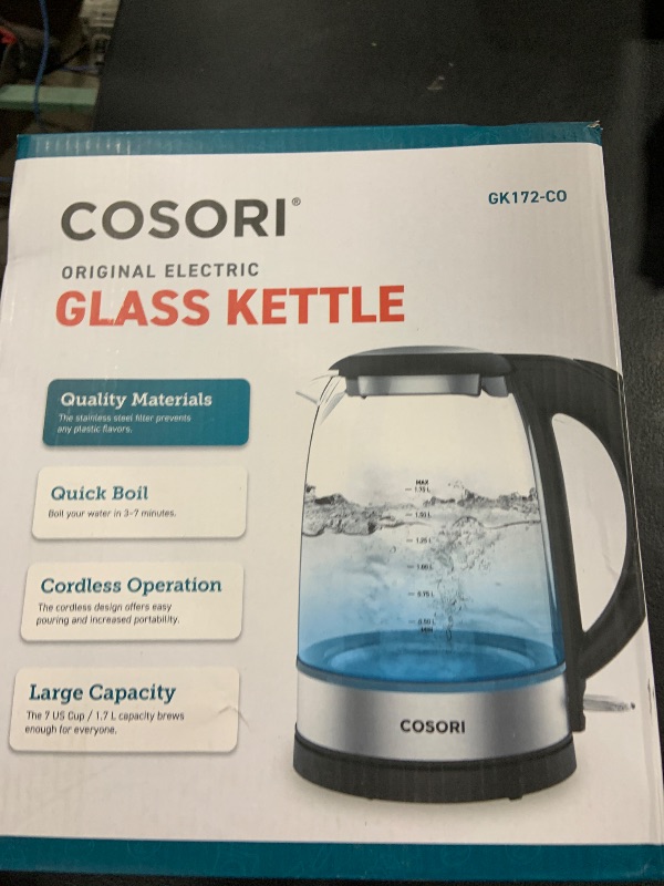 Photo 1 of Cosori Electric Kettle, No Plastic Filter & Spout, Stainless Steel Inner Lid, Tea Kettle & Hot Water Boiler For Coffee & Tea, Water Heater & Teapot, Automatic Shut Off, Black, 1.7L/1500W