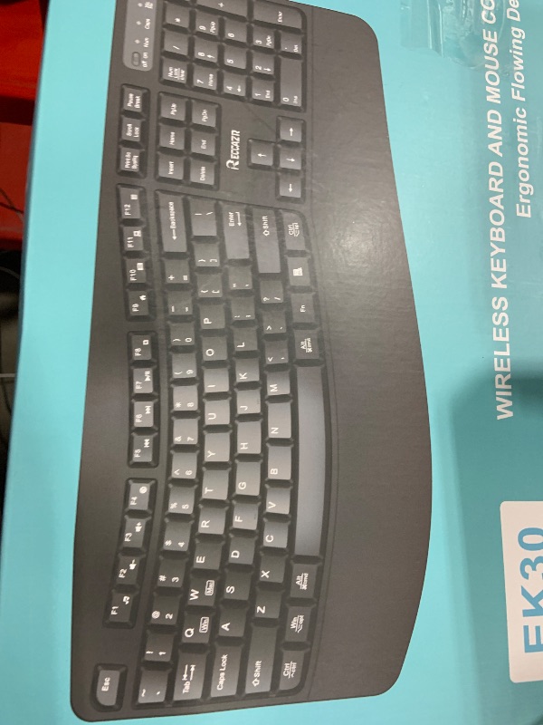 Photo 1 of Wireless Keyboard and Mouse Combo,2.4G Full Size Wave Keys Ergonomic Keyboard with Wrist Rest for Natural Typing, 3 DPI Adjustable Ergonomic Silent Mouse for Computer/Laptop/Windows/Mac (Black)