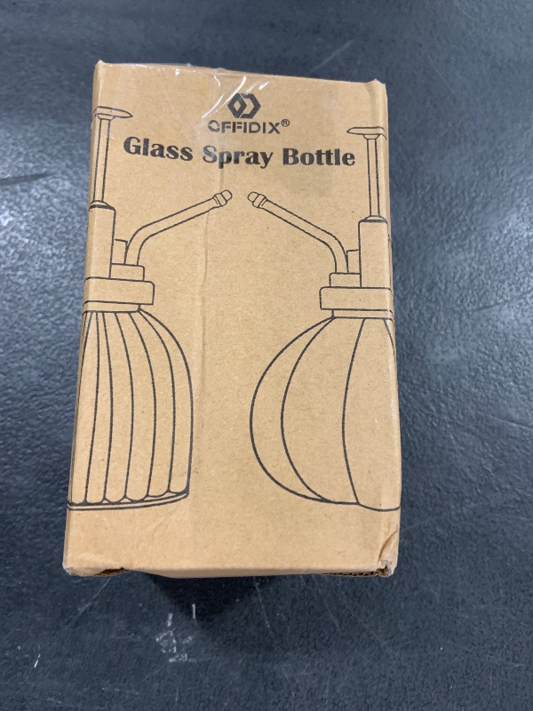 Photo 1 of OFFIDIX Plant Mister plant water Spray Bottle, 6.3" Tall Vintage Style with Bronze Plastic Top Pump One Hand Glass Watering Can for Indoor Potted Plants Terrariums (Dark Gray)
