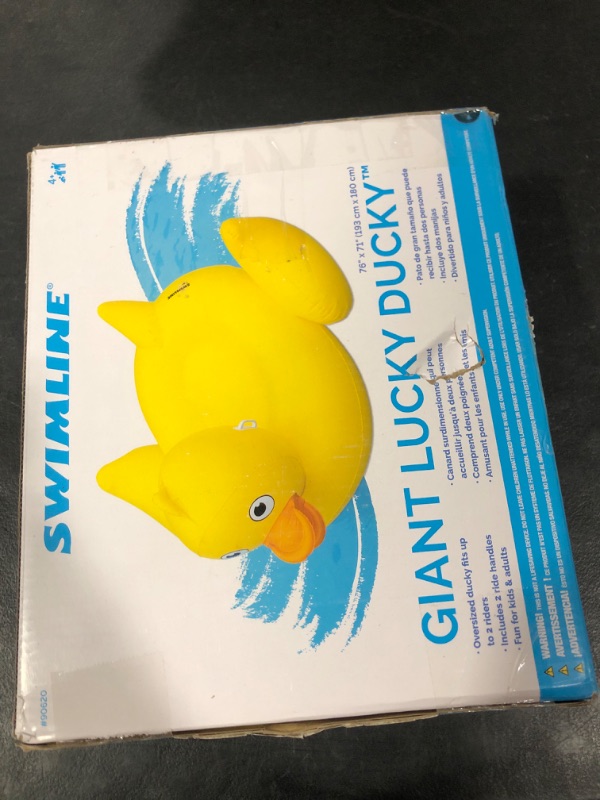 Photo 1 of SWIMLINE ORIGINAL 90620 Giant Inflatable Lucky Ducky Pool Float | Oversized Ride-On Float with Stable Legs & Wings | Lounge Floatie Perfect for Parties & Relaxation