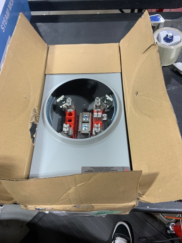 Photo 1 of Relaxweex 200a, 5 Jaw Meter Base Meter Socket, 600v 1 Phase 3 Wire Ringless Type, with Horn Bypass, Suitable for Overhead/Underground Feed (17.3 x 8.7 x 4.7 Inch)