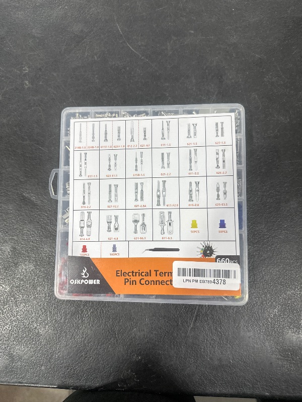 Photo 1 of 25Types Car Electrical Wire Terminal Pin Connector Kit - Oskpower 660Pcs Automotive Electric Crimp Connectors 1/1.5/1.8/2.2/2.8/3.5/4.8/6.3mm Auto Terminals Male Female Pins Non-Insulated Plug Removal