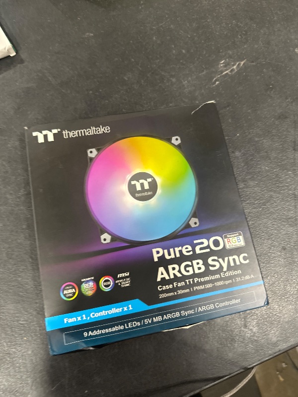 Photo 1 of Thermaltake Pure 20 ARGB 5V Motherboard Sync/Analog Controller TT Premium Edition 16.8 Million Colors 9 Addressable LEDs 200mm Hydraulic Bearing PWM CaseFan, Single Pack CL-F081-PL20SW-A