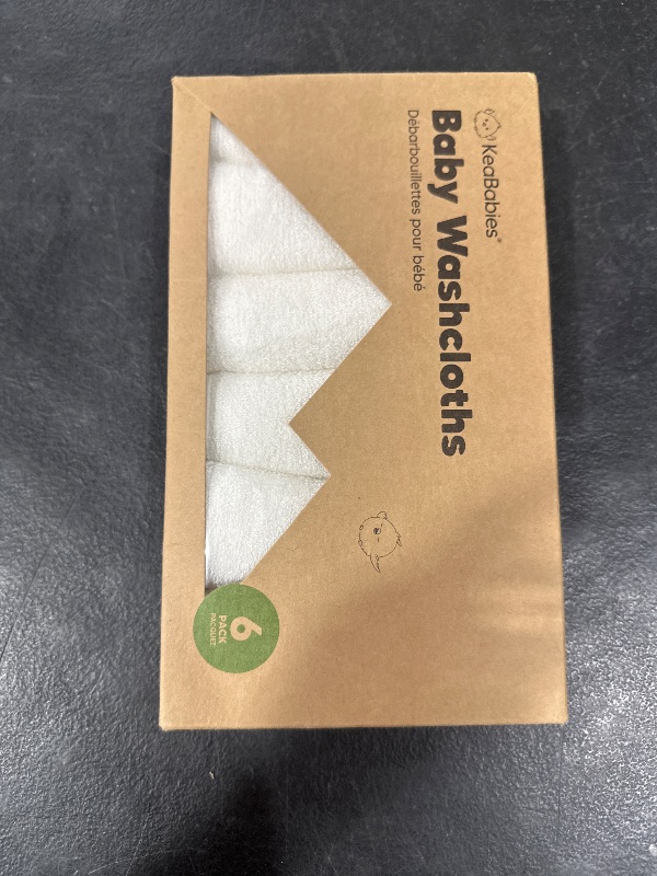 Photo 1 of 6-Pack Baby Washcloths - Soft Viscose from Bamboo Washcloth, Baby Wash Cloths for Newborn, Kids, Bath Baby Towels, Face Towel, Face Cloths for Washing Face (White)