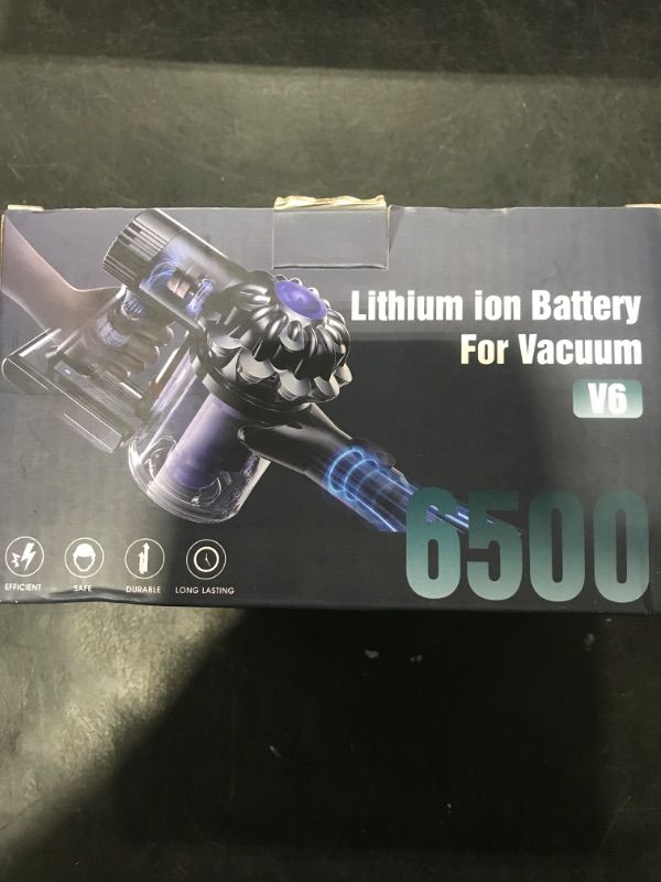 Photo 1 of Battery Replacement for V6, 21.6V 6500mAh Li-ion Battery Compatible with V6 Animal V6 Absolute V6 Motorhead V6 Fluffy SV03 SV04 SV05 SV06 SV07 SV09 DC58 DC59 DC61 DC62 DC72 DC74 Vacuum Cleaner