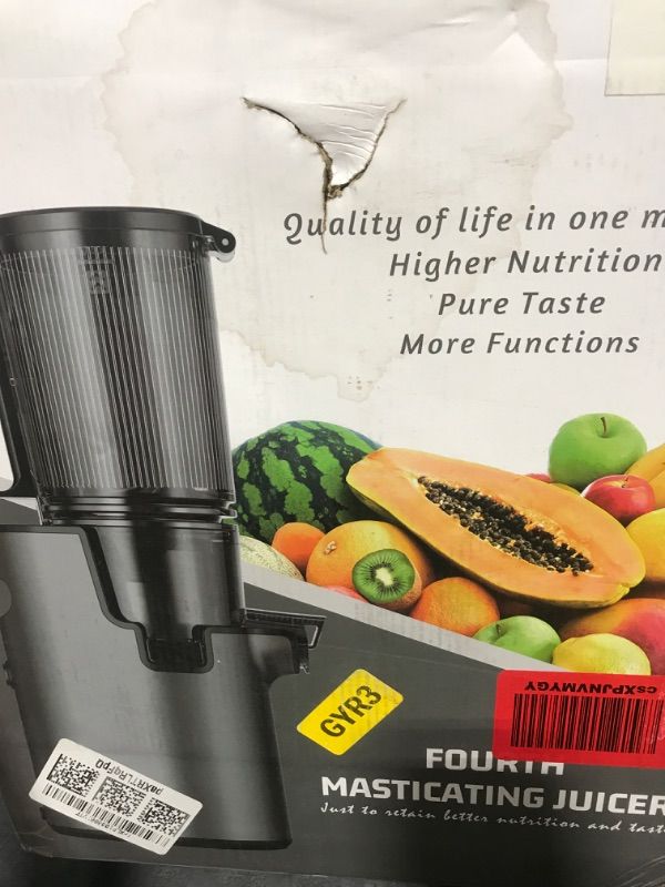 Photo 1 of Cold Press Juicer, Masticating Juicer with 5.4" Wide Feed Chute, 350w Slow Juicer Machines Fit Whole Vegetables and Fruits with High Juice Yield, Easy to Clean (Black)
