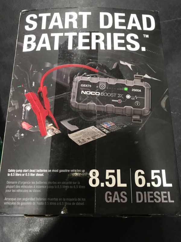 Photo 1 of NOCO Boost X GBX75: 2500A UltraSafe Jump Starter – 12V Lithium Battery Booster Pack, Portable Jump Box, Power Bank & Jumper Cables - for 6.5L Gas and 4.0L Diesel Engines