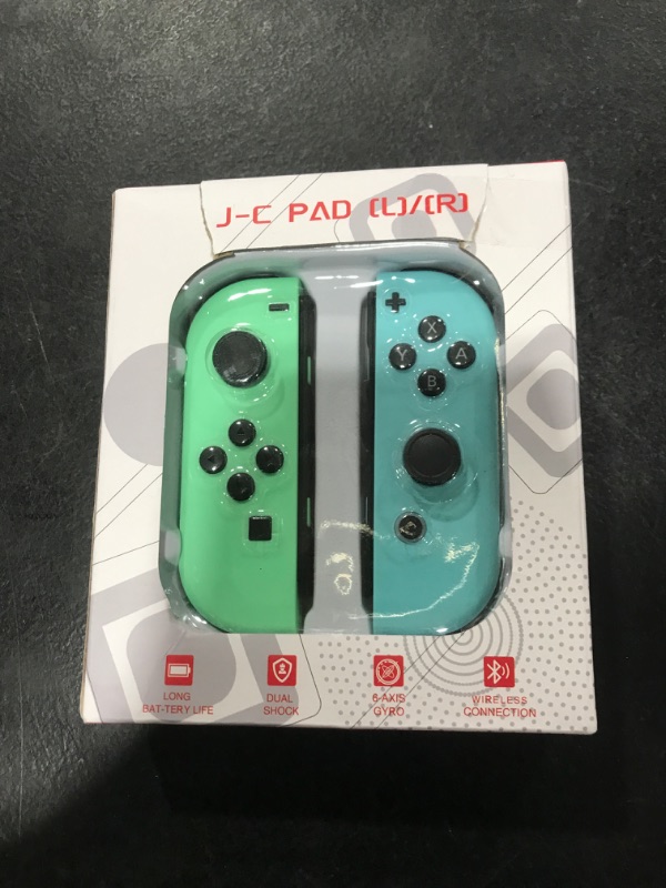 Photo 1 of Replacement for Switch Controller Work with Switch/Lite/OLED,Wireless Gamepad Support Dual Vibration,6-Axis Gyro,Wake-up,Motion Controls,Screenshot, L/R (Green and Blue)-Alte Version