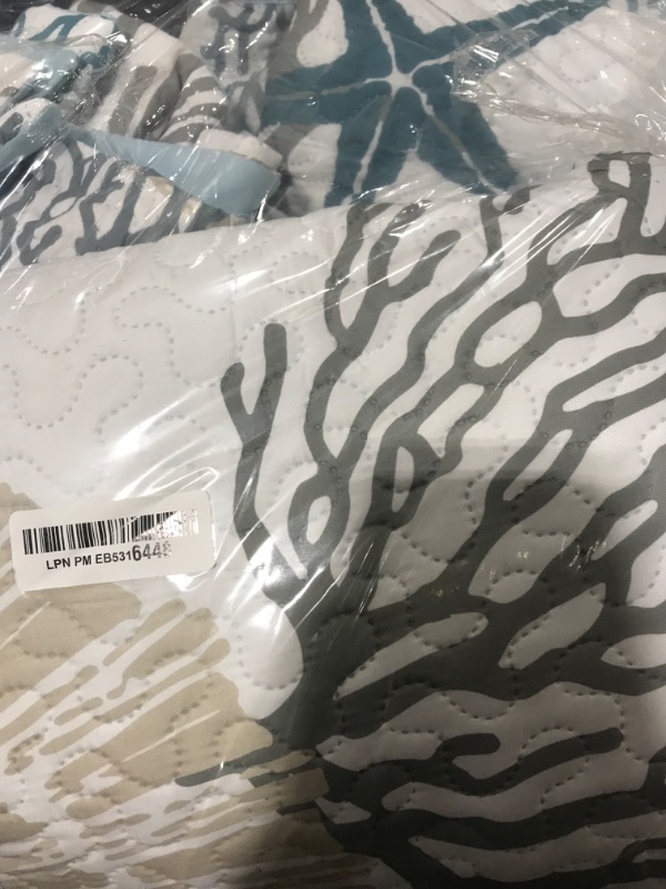 Photo 1 of Tritard 3 Piece Coastal Quilt Sets California King Size - Reversible Microfiber Quilts with 2 Shams Soft Lightweight Beach Bedding Nautical Bedspread Summer Coverlet for All Season, 118''x106''