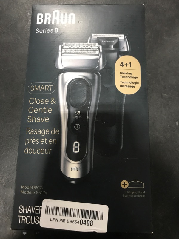 Photo 1 of Braun Series 8 Electric Razor for Men, with 4+1 Shaving Elements & Precision Long Hair Trimmer, Close & Gentle Even on Dense Beards, Wet & Dry Electric Razor with 60min Runtime, 8517s Galvano Silver