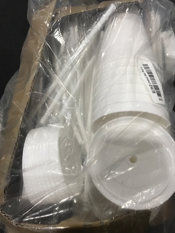 Photo 1 of 24 Pack Plastic Tumblers With Lids and Straws, Reusable 24 oz Colorful Cups for Parties, Birthdays, Iced Coffee, Cold Drinks (Stylish Colors-White)