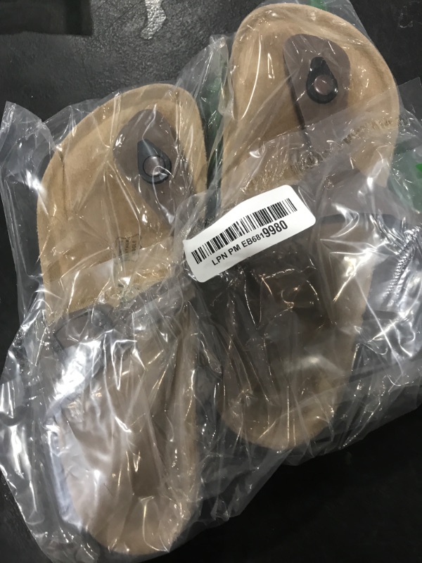 Photo 1 of FITORY Women's Thong Slide Sandal with Cork Footbed, Arch Support Flat Sandals for Summer Brown Size 8