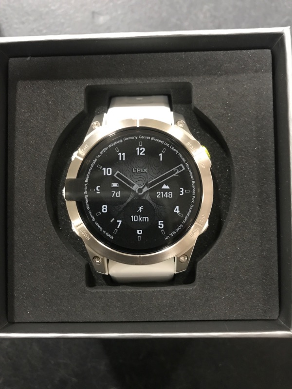 Photo 1 of Garmin epix Gen 2, Premium active smartwatch, Health and wellness features, touchscreen AMOLED display, adventure watch with advanced features, white titanium (Renewed)
