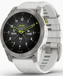 Photo 1 of Garmin epix Gen 2, Premium active smartwatch, Health and wellness features, touchscreen AMOLED display, adventure watch with advanced features, white titanium (Renewed)
