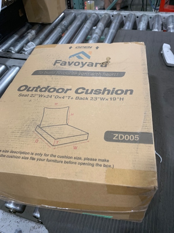 Photo 1 of Favoyard Outdoor Seat Cushion Set 22 x 24 Inch Waterproof & Fade Resistant Patio Furniture Cushions with Removable Cover Deep Seat & Back Cushion with Handle and Adjustable Straps for Chair Sofa Couch