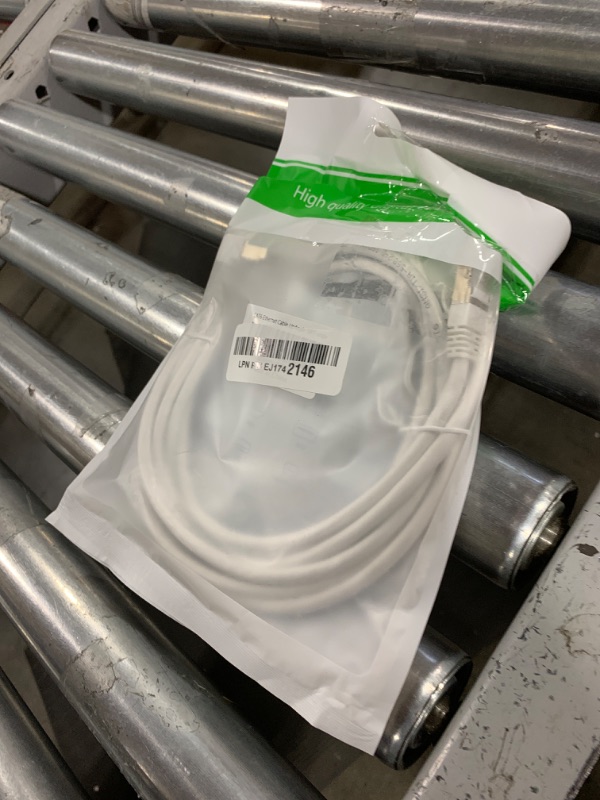 Photo 1 of JUXINICE Cat6 Ethernet Cable - White, 90 Degree Right Angle, 10FT, RJ45 LAN, Gigabit Network