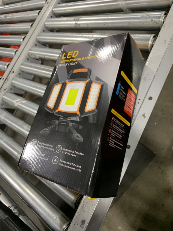 Photo 1 of Tresda 30W Rechargeable Work Light, 3000 Lumen Magnetic Work Light Battery Powered, Waterproof Portable Cordless Job Site Lighting for Construction Site, Workshop, Garage, Camping, and Car Repairing
