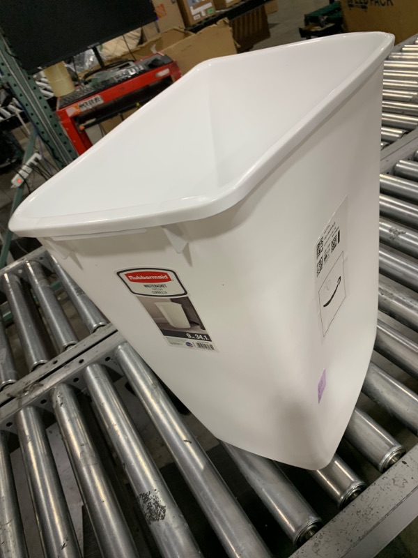 Photo 1 of Rubbermaid Small Kitchen Bathroom Trash Can, 9 Gallons, White, Waste Basket for Under Counter/Kitchen/Office/Bedroom/Bathroom