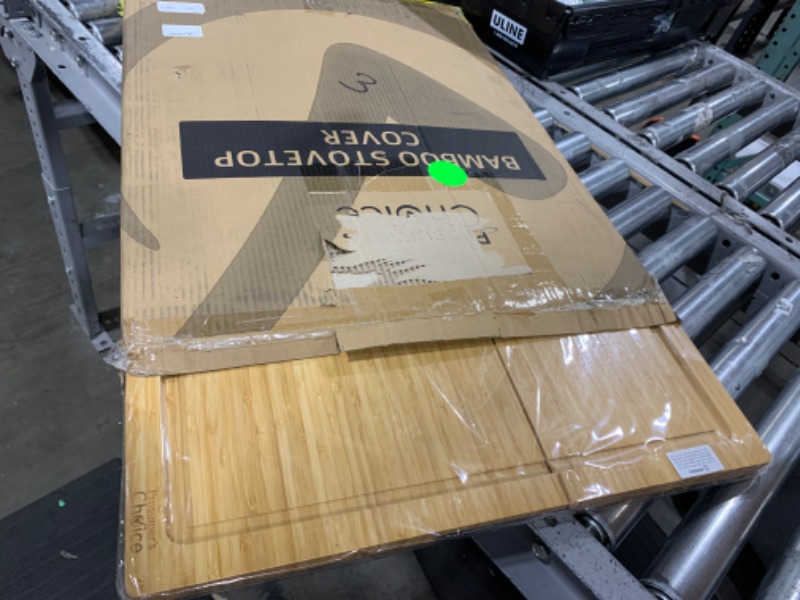 Photo 1 of Prosumer's Choice Bamboo Stove Top Cover Board - Versatile Wooden Cutting Board for Kitchen with Adjustable Legs and Juice Grooves- Large Surface and Durable for Stoves, 27.2 x 21.4 x 3.1 Inches