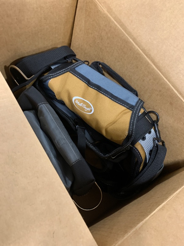 Photo 1 of MELOTOUGH 28-Pocket Pro Framer's rig Combo Apron Tool Belt and Heavy Duty Padded Suspenders with Magnetic Desinger for Technician/Carpenter/and Electrician's Tools (Khaki)
