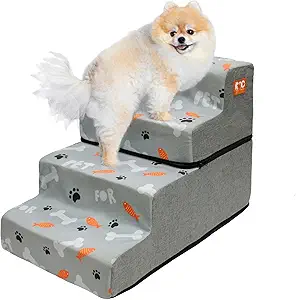 Photo 1 of Dog Stairs Ramp for Small Dogs, 4-Step Dog Steps for Couch Sofa and Chair, Pet Stairs for Cats, Non-Slip Balanced Pet Steps Indoor