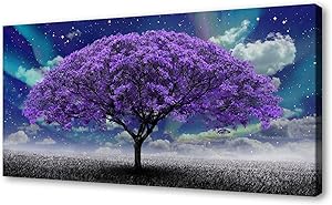 Photo 1 of DZL Art H71275 Tree Wall Art Canvas Prints Wall Art Purple Tree Abstract Scenery Pictures Artwork Framed for Living Room Bedroom Bathroom Office Home Decor