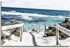 Photo 1 of DZL Art S74281 Rottnest Island Beach Seascape Painting Sea Nature Pictures Wall Art Canvas Prints Painting Ready to Hang for Living Room Bedroom Decor Office Wall Decor Home Decoration