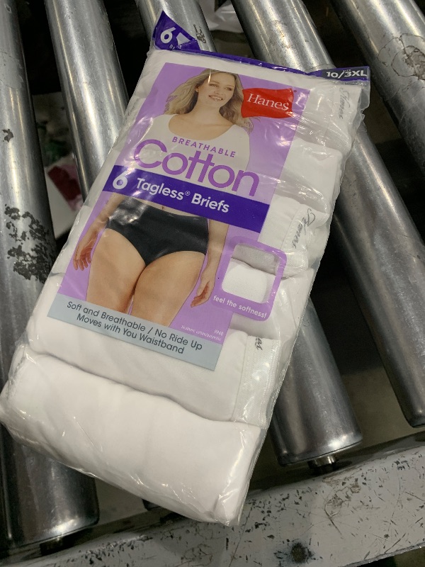 Photo 1 of Hanes womens Cotton briefs underwear, 6 Pack - Brief White, 10 US