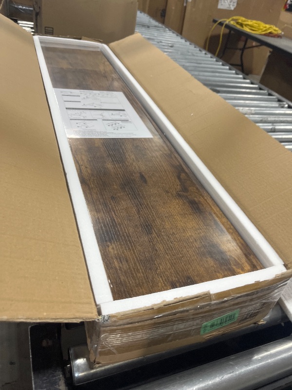 Photo 1 of QEEIG Bathroom Shelves 48 inches Long Wall Shelf Large Extra Long 48 x 9 inch Set of 2, Rustic Brown (008-120BN)