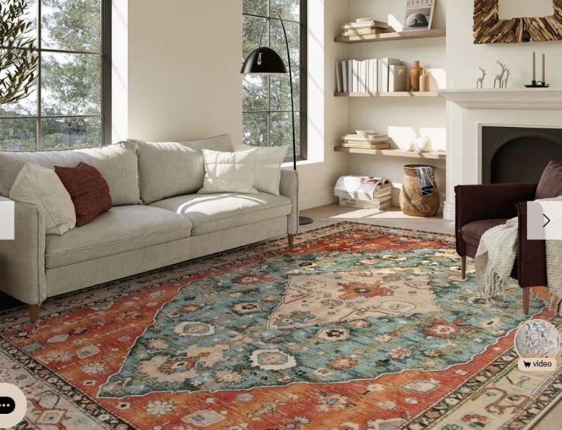 Photo 1 of Felice washable boho vintage tribal rust red rug