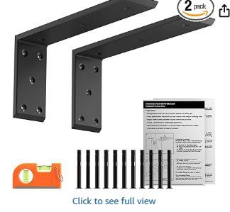 Photo 1 of LEOPO 12" countertop support brackets - 2 pack 3/8" thick heavy duty standard front mounted L bracket for shelves