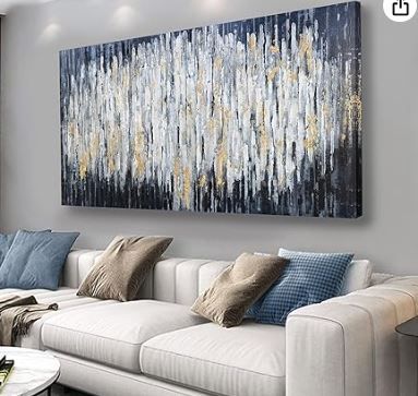 Photo 1 of Yuaxker Abstract Canvas Painting Modern Abstract Aesthetic Wall Art Black White and Gold Wall Decor for Living Room Bedroom Dining Room Office Artwork,24x48 inch