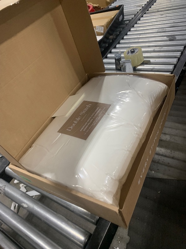 Photo 1 of Double Stitch Down Pillow, 3-Chamber White Bed Pillow for Sleeping, Sourced in America, Made in Canada, Luxury 400 Thread Count 100% Cotton Shell, 700 Fill Power, Firm, Queen, 20" x 30"