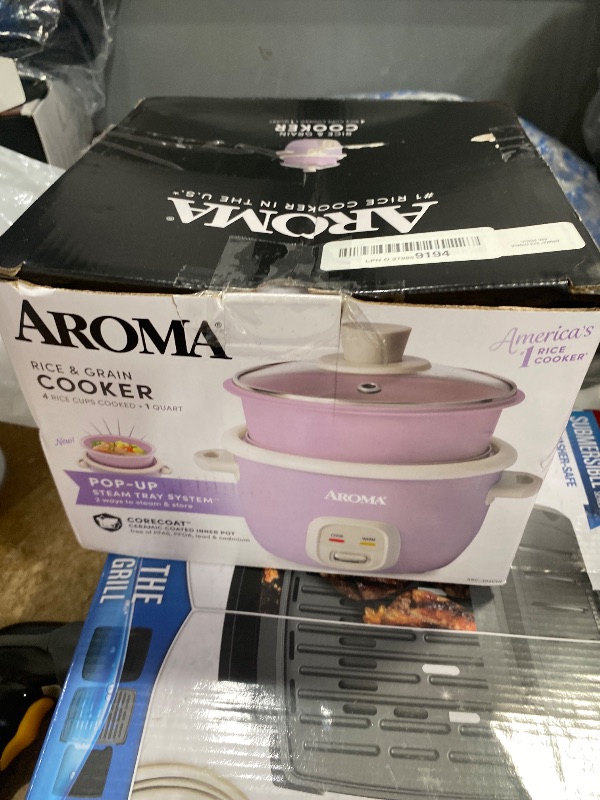 Photo 1 of AROMA® CoreCoat Rice Cooker with Pop-Up Food Steaming Basket (4 Cups Cooked, 2 Cups Uncooked)
