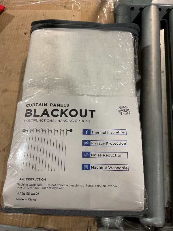 Photo 1 of 100% Blackout Shield Linen Blackout Curtains for Bedroom 84 Inches Long, Back Tab/Rod Pocket Living Room Drapes, Thermal Insulated Blackout Curtains 2 Panels Set, 50" W x 84" L, Cream Linen