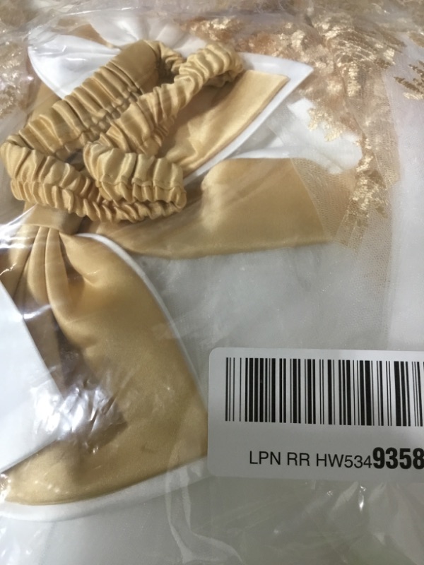 Photo 1 of AIMJCHLD Toddler Girls Big Bowknot Dresses Baby Little Girls Lace Embroidery Wedding Party Ball Gown Dress 5T 6T (White Gold,120)