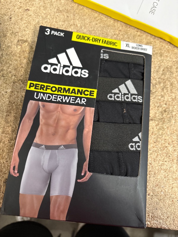 Photo 1 of adidas 3-Pack Brief, Boxer Briefs-3-Pack Long Men's Underwear Pack, Black/Light Onix Grey/Performance, X-Large