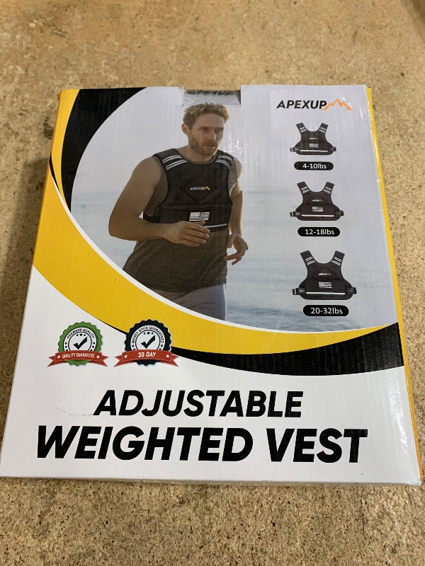 Photo 1 of APEXUP Adjustable Weighted Vest, 4-10lb/12-18lb/20-32lb Vest with 6 Ironsand Weights and Large Pocket, Weight Vest for Men Women Strength Training, Running, Walking (4-10lb, Black)