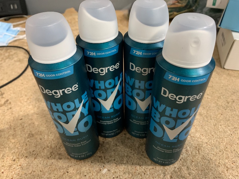 Photo 1 of  4 Pack
Degree Men Whole Body Deodorant Spray for Men, Ocean Rush Scent, Aluminum Free 72H Odor Protection 4 oz