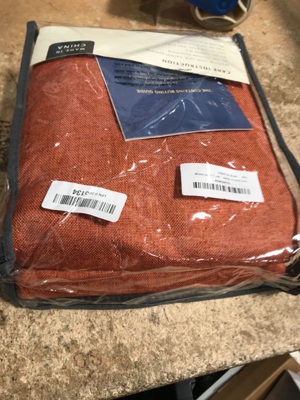 Photo 1 of 100% Blackout Shield Linen Blackout Curtains for Bedroom 84 Inches Long, Back Tab/Rod Pocket Living Room Drapes, Thermal Insulated Blackout Curtains 2 Panels Set, 50" W x 84" L, Burnt Orange