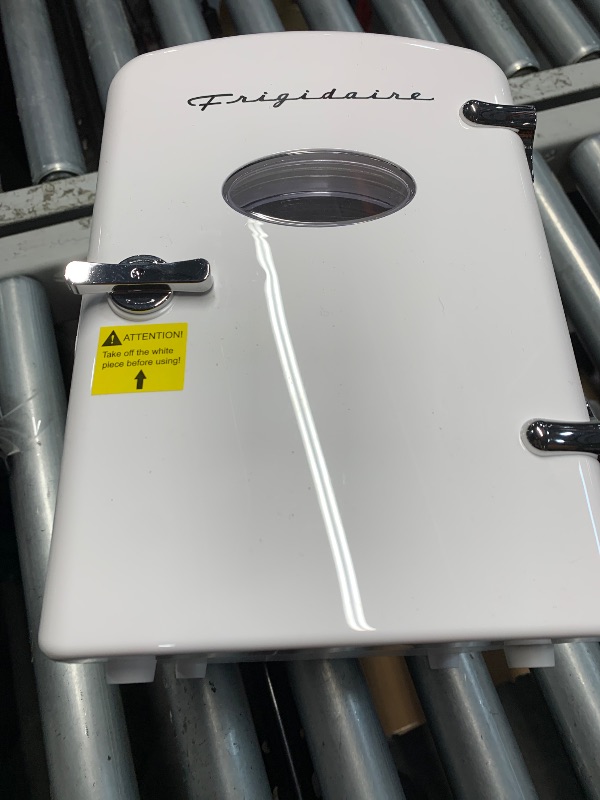Photo 1 of (see images for damage) Frigidaire EFMIS129-WHITE, Mini Portable Fridge, 4 Litres Capacity, Chills Six 12oz Cans, 100% Freon-Free & Eco Friendly, Beverage Cooler- White